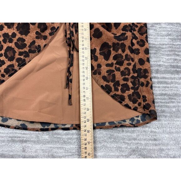 Gianni Bini Skirt Womens 4 Brown Animal Print Lined Polyester Blend Ruched - Picture 6 of 11